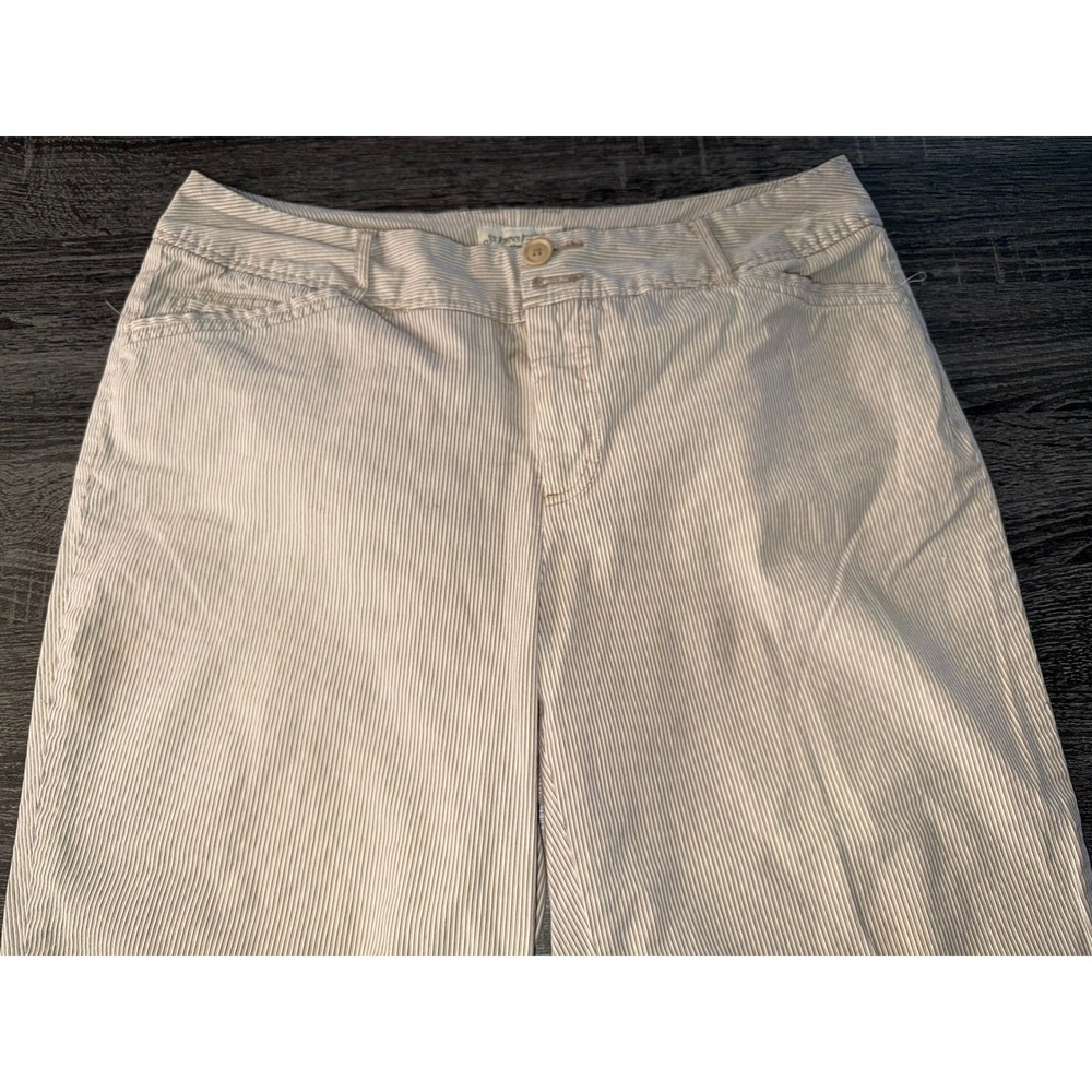 St. John's Bay Woman 16W Stretch Tan Striped Capri Pants Plus Size Casual - Picture 4 of 6